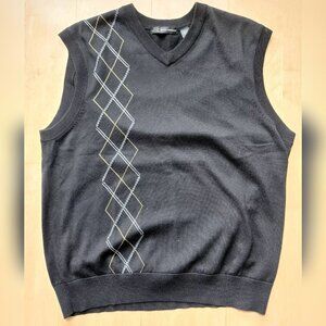 Greg Norman Men's Black Pullover Golf Vest V-Neck Cotton Blend Size Large